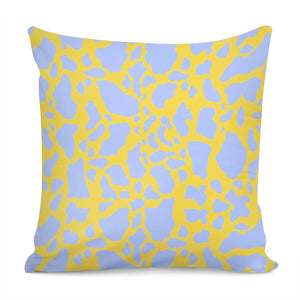 Yellow Blue Cow Print Pillow Cover