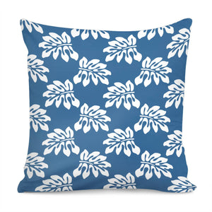 Blue White Tropical Leaf Pattern Pillow Cover