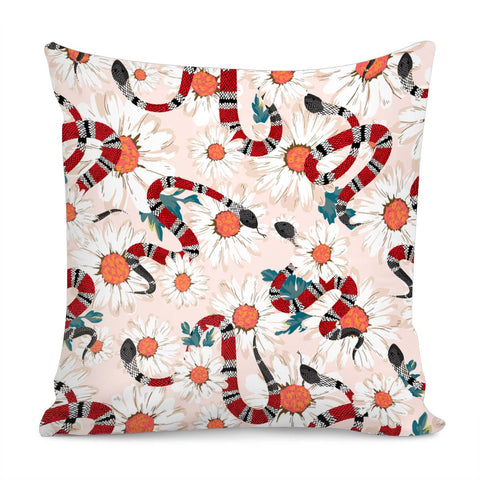 Image of Snake And Flowers Pillow Cover