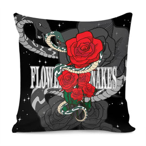 Flowers And Snakes Pillow Cover