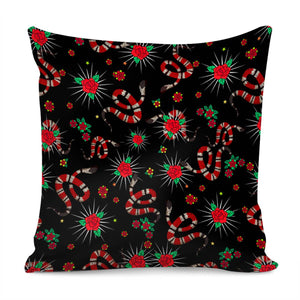 Snake And Flowers Pillow Cover