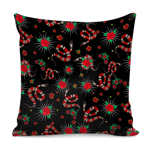 Image of Snake And Flowers Pillow Cover