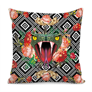 Snake And Flowers Pillow Cover