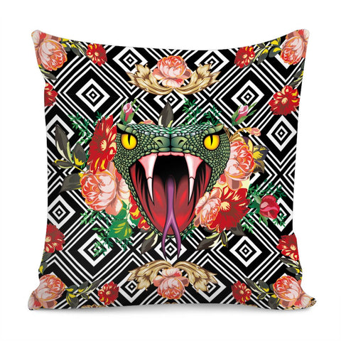 Image of Snake And Flowers Pillow Cover