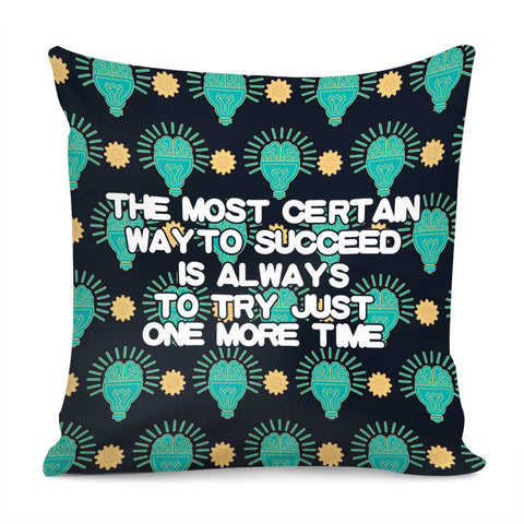 Image of Thomas Alva Edison And Fonts And Bulbs And Gears Pillow Cover