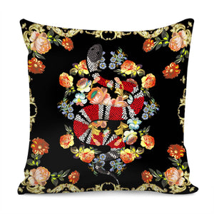 Snake And Flowers Pillow Cover