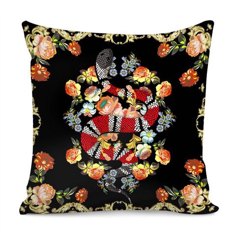 Image of Snake And Flowers Pillow Cover