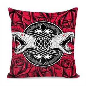 Snake And Flowers Pillow Cover