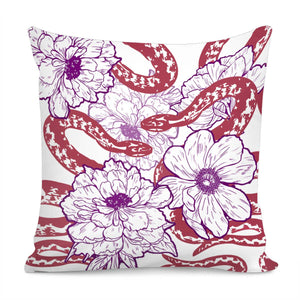 Flowers And Snakes Pillow Cover