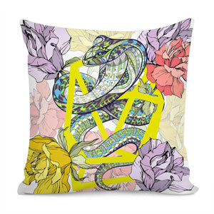 Flowers And Snakes Pillow Cover