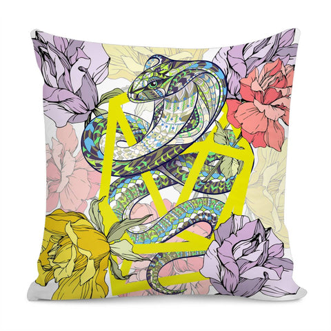 Image of Flowers And Snakes Pillow Cover