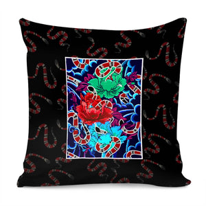 Snake And Flower Pillow Cover