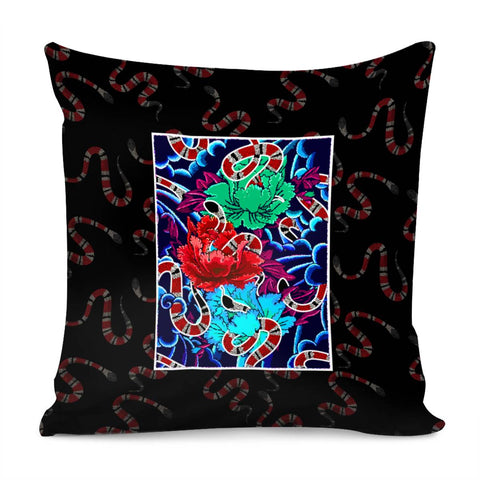 Image of Snake And Flower Pillow Cover