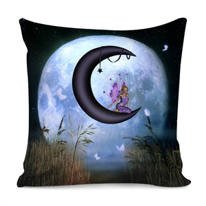 Cute Fairy On The Moon Pillow Cover