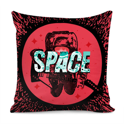 Image of Astronauts And Stars And Stars And Spots And Musical Instruments And Sound Waves And Fonts Pillow Cover