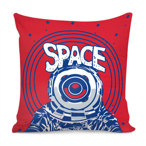 Astronauts And Stars And Speakers And Sound Waves And Fonts Pillow Cover