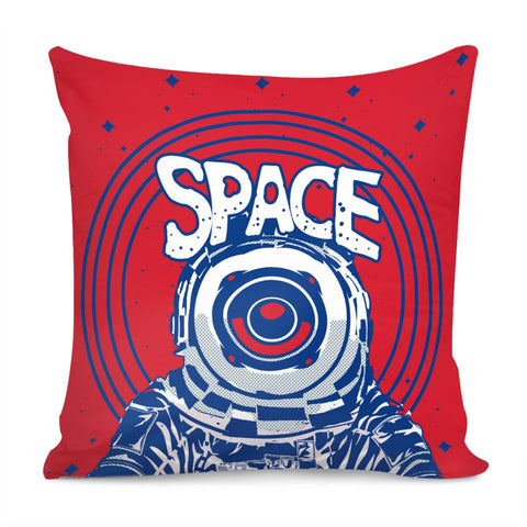 Image of Astronauts And Stars And Speakers And Sound Waves And Fonts Pillow Cover