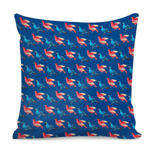 Red And Blue Birds Pillow Cover