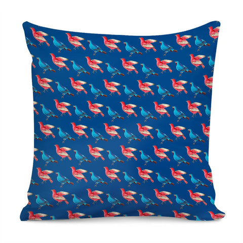 Image of Red And Blue Birds Pillow Cover