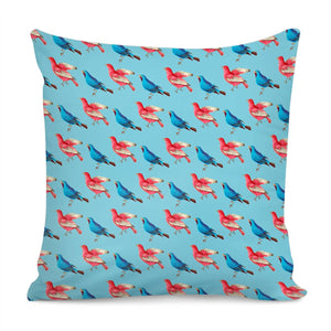 Red And Blue Birds Pillow Cover