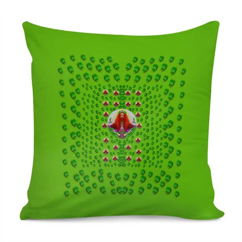 Image of Lady Panda With Flower-Wreath Pillow Cover