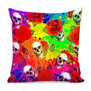 Color And Skul Pillow Cover