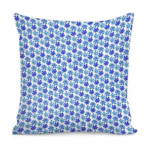 Lily Flowers Pattern Blue Pillow Cover