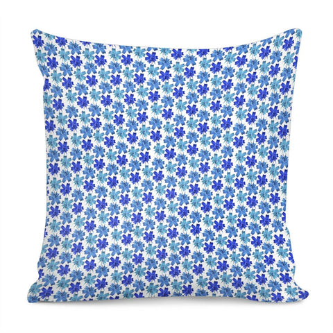 Image of Lily Flowers Pattern Blue Pillow Cover