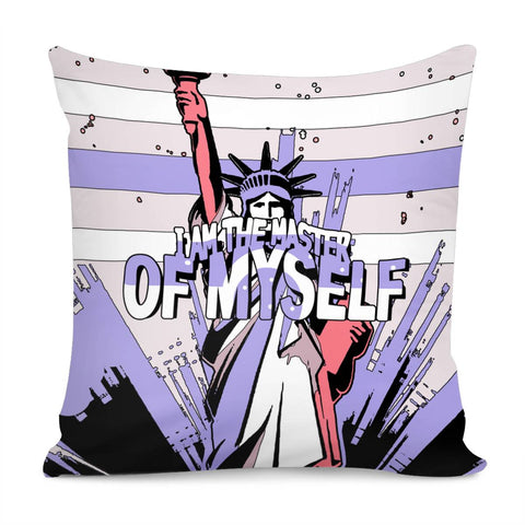 Image of Statue Of Liberty And Light And Polka Dots And Stripes And Fonts Pillow Cover