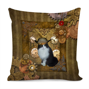 Steampunk Cat Pillow Cover