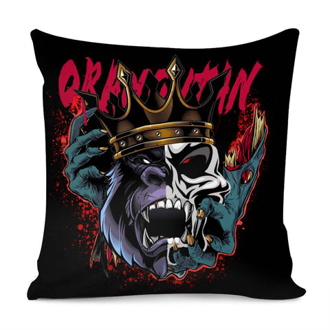 Image of Orangutan And Skull Pillow Cover