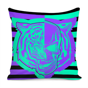 Tiger And Skull And Texture Pillow Cover