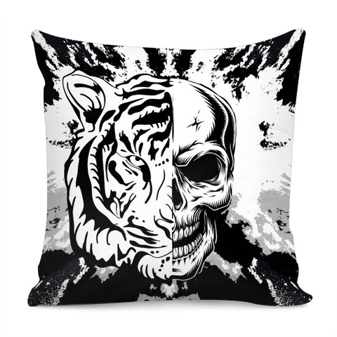 Image of Tiger And Skull And Texture And Explosion Pillow Cover