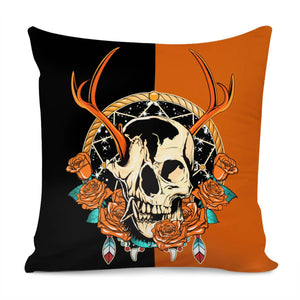 Deer And Skull Pillow Cover