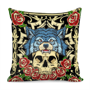 Wolf And Skull Pillow Cover