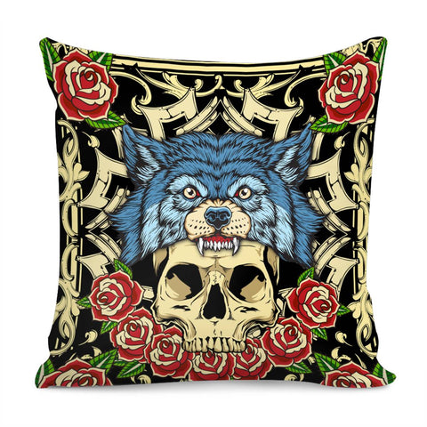 Image of Wolf And Skull Pillow Cover