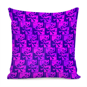 Purple Pink Skull Checker Pillow Cover