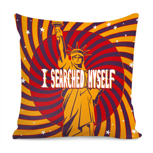 Statue Of Liberty And Light And Spirals And Stars And Fonts Pillow Cover