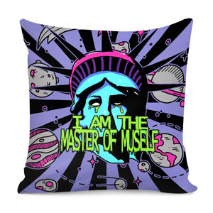 Statue Of Liberty And Light And Planet And Meteors And Stars And Fonts Pillow Cover