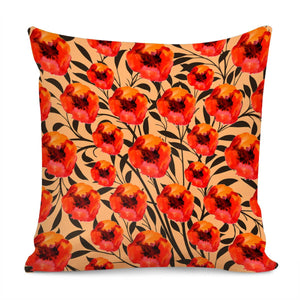 Watercolor Poppies Pillow Cover