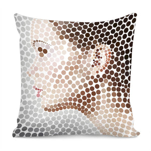 Profile Face Pointillism Art Pillow Cover