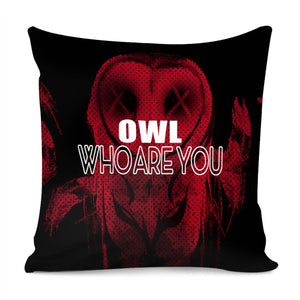 Owl And Feathers And Font And Blood Pillow Cover