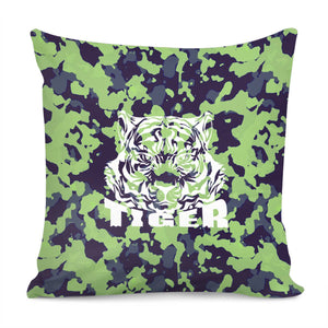 Tiger And Fonts And Camouflage And Animals Pillow Cover