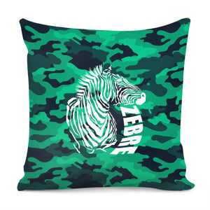 Zebras And Fonts And Camouflage And Animals Pillow Cover