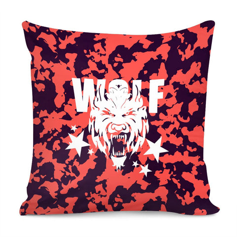 Image of Wolf And Fonts And Stars And Camouflage And Animals Pillow Cover