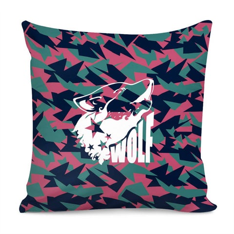 Image of Wolf And Fonts And Stars And Camouflage And Animals Pillow Cover