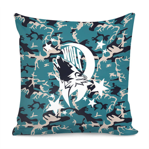 Image of Wolf And Fonts And Stars And Camouflage And Animals Pillow Cover