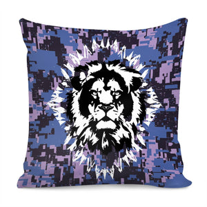 Lion And Camouflage And Animals And Textures Pillow Cover
