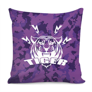 Tiger And Lightning And Camouflage And Animals And Textures Pillow Cover