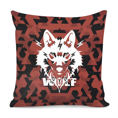 Image of Wolf And Lightning And Camouflage And Animals And Textures Pillow Cover